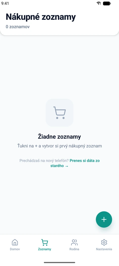 Prázdna obrazovka zoznamov